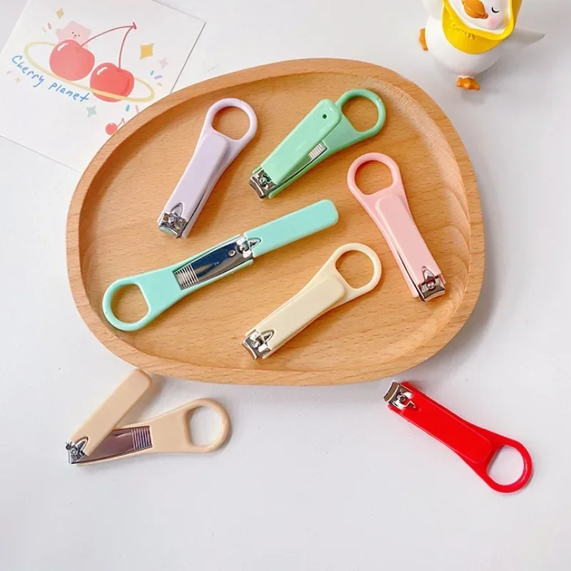 Korean INS Fashion Macaron Color Nail Clippers Cutter Baby Nail Care Trimmer Household Kids Girls Folding Nails Scissors