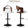 Swivel Bar Stools Set of 2 Seat Adjustable Height 24.5-33.5IN, Wooden Barstools PU Leather Upholstered Bar Chairs 2