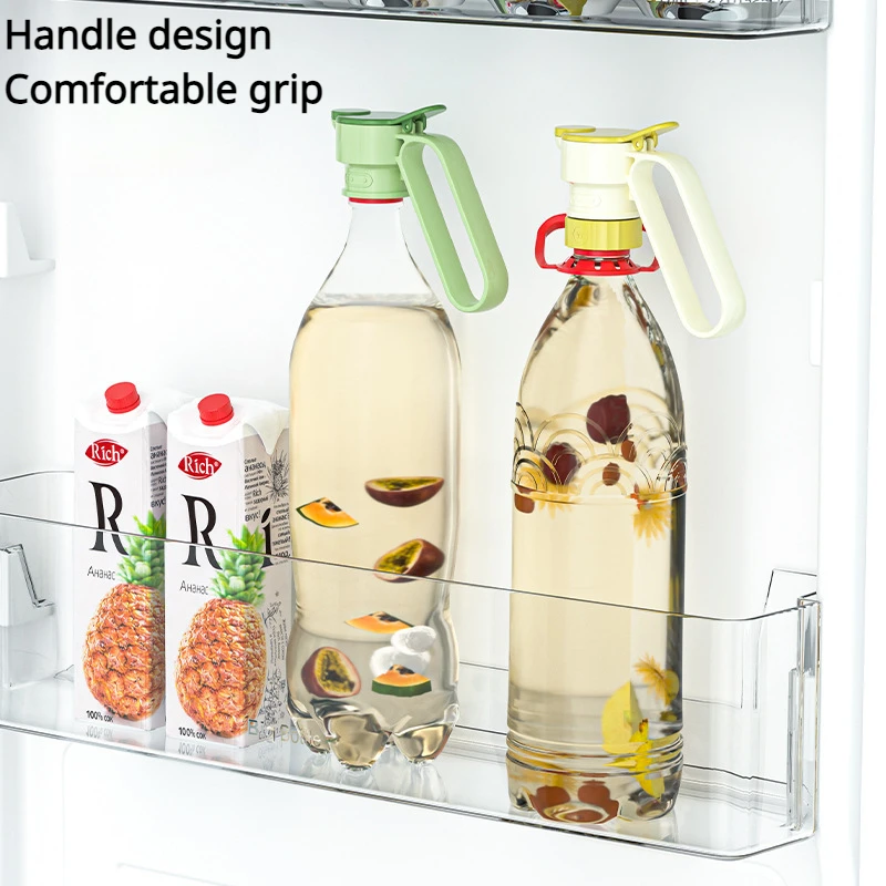 Cold Water Bottle Seal Controlled Volume Drinks Bottle Deflector Creative Carry Handle Press Dispense with Lid Cup Cover