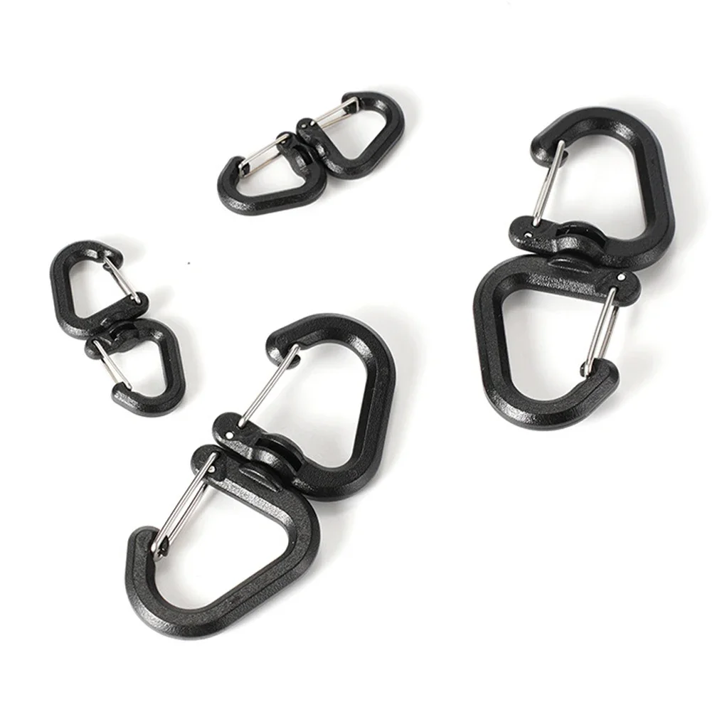 360 Degree Double Carabiner Keychain Keychain Locking Hooks Portable S Chain Hooks Multi-Use Backpack Keychain Carabiner