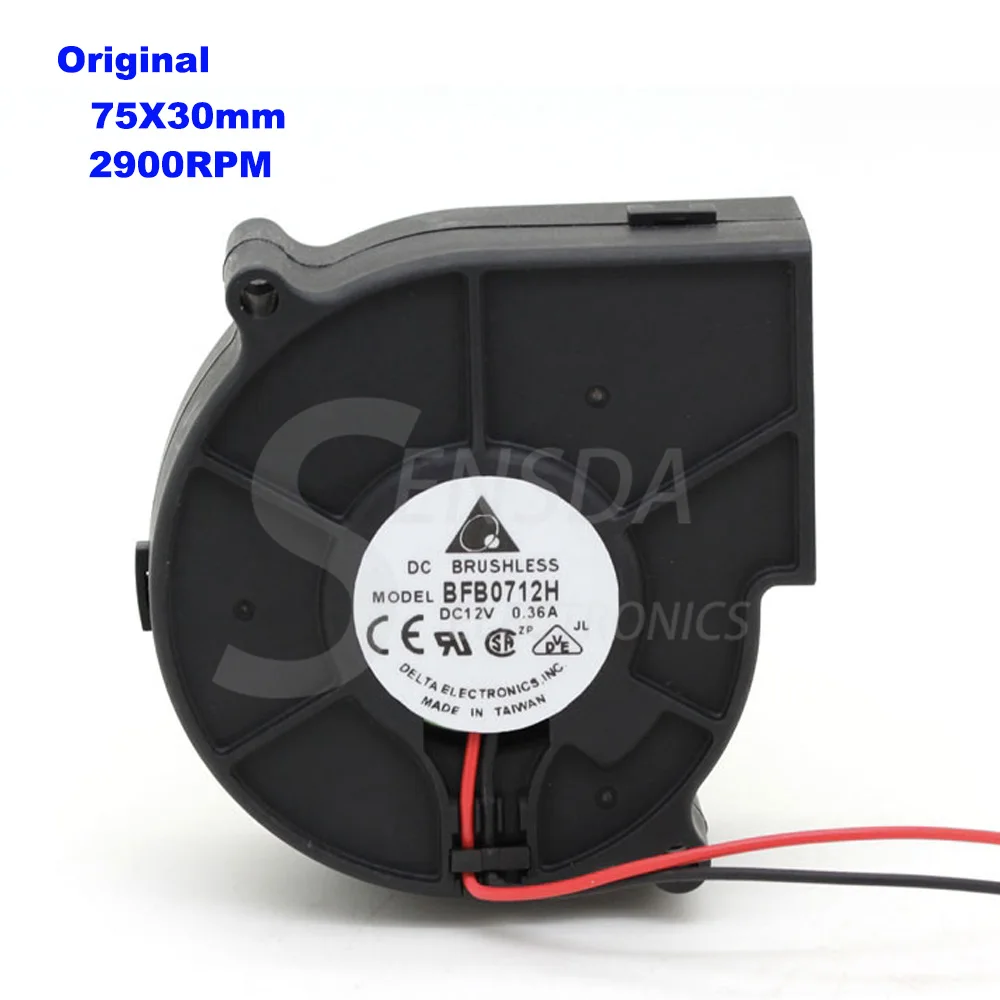 Original Delta Alta Velocidade Cfm ar Pressão Projetor Ventilador Ventilador Centrífugo Bfb0712h 7530 75 mm dc 12v 0.36a