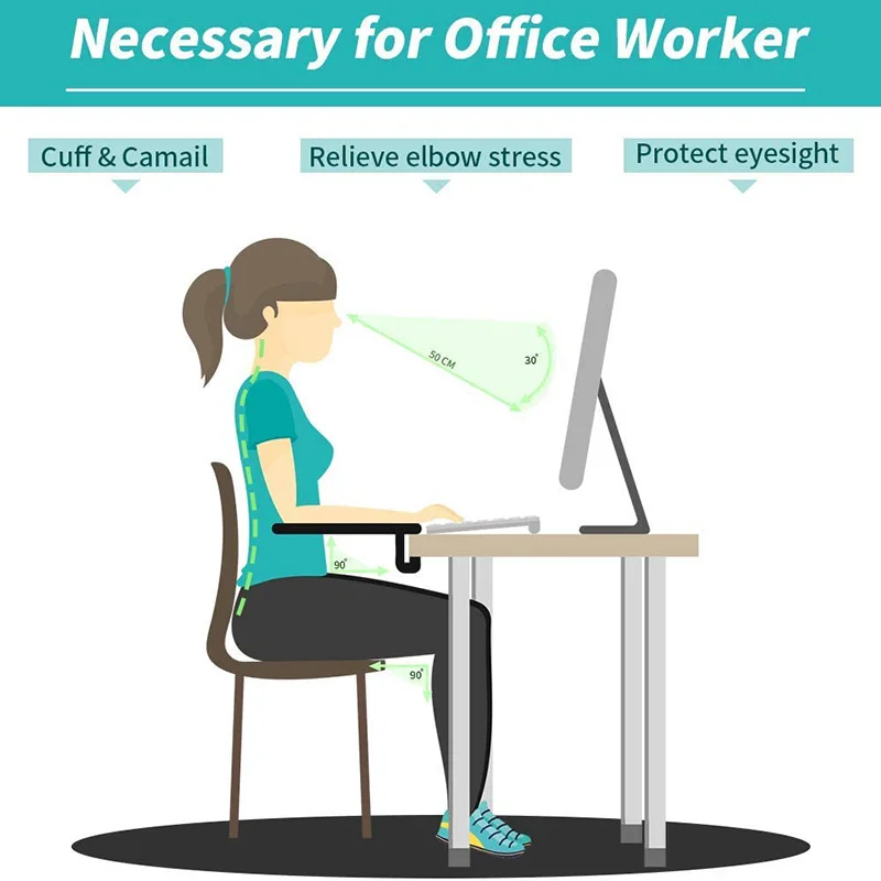 Adjustable Ergonomic Desk Arm Rest with Rotating Mouse Pad Holder