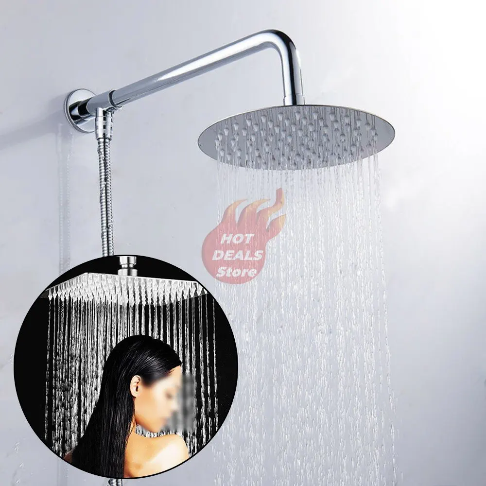 Stainless Steel Extension Arm Rain Shower Head High Pressure Ultra Thin 6"/8"/10"/12" High Flow Rainfall Showerhead Water-Saving images - 6