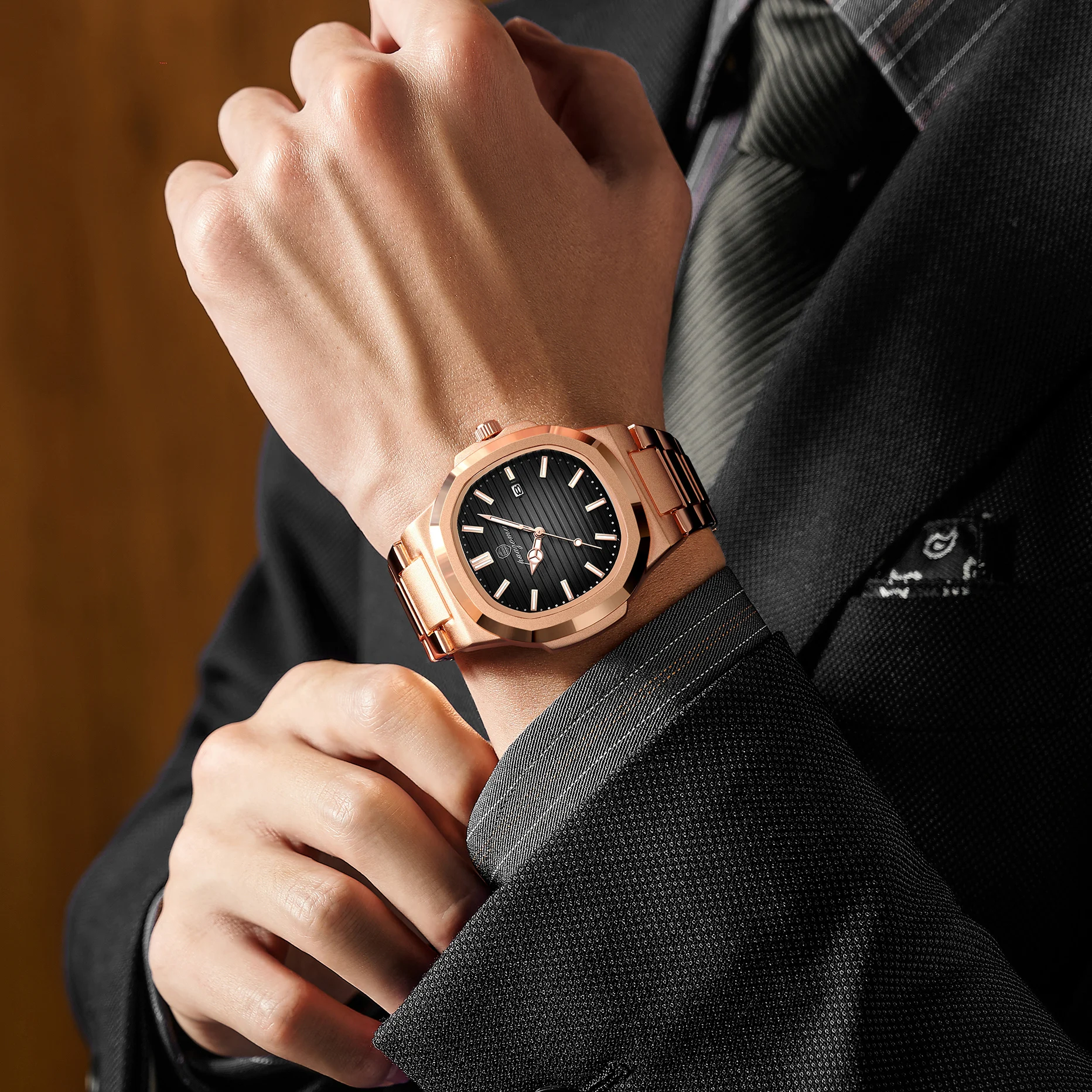 PAAZOMU Luxury Men Watches Business Top Brand Man Wristwatch Waterproof Luminous Date Week Quartz Men's Watch High Quality+Box