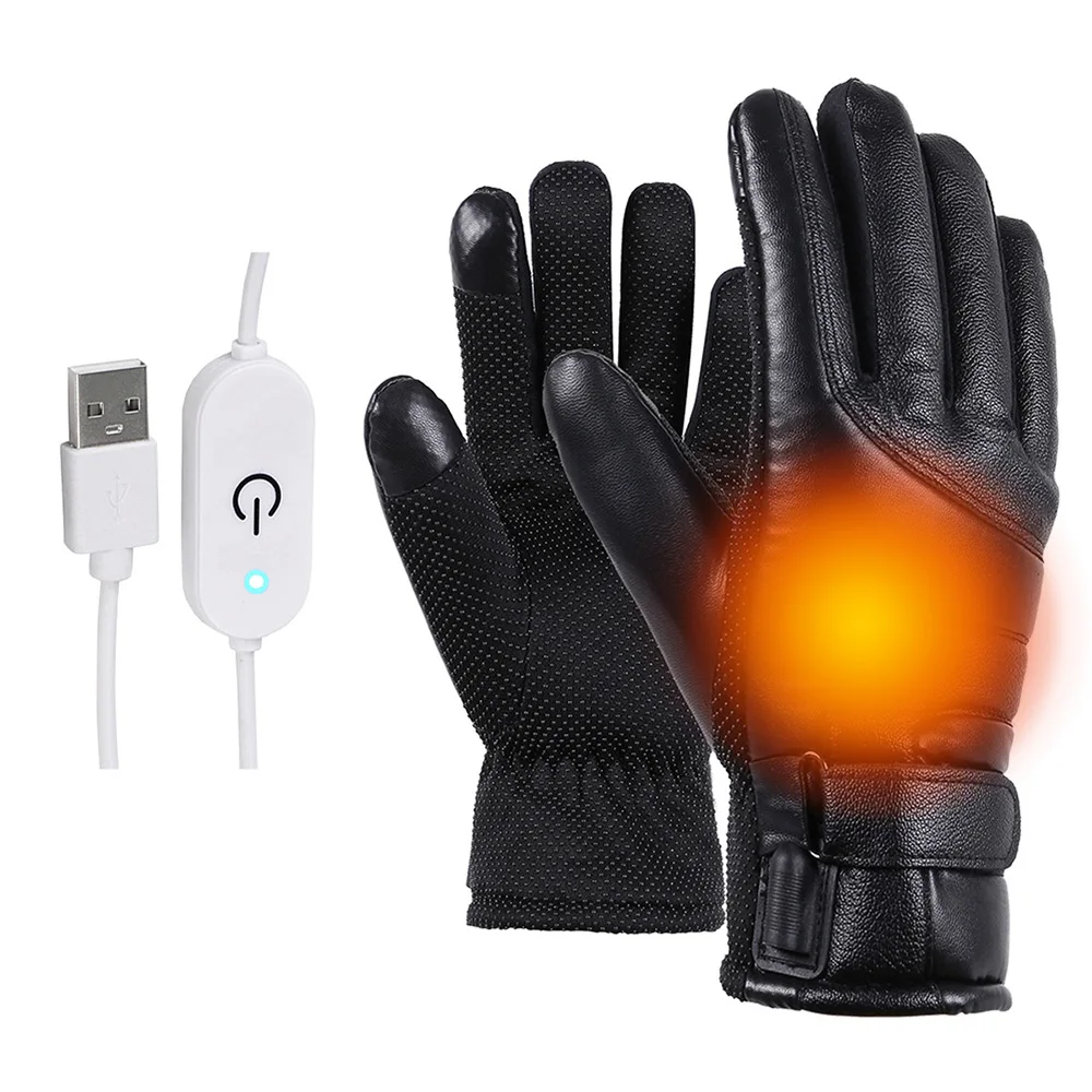 USB Heated Gloves Waterproof Winter Electric Warming Gloves Hand Warmers Winter Outdoor Warm Gloves for Fishing Riding Cycling