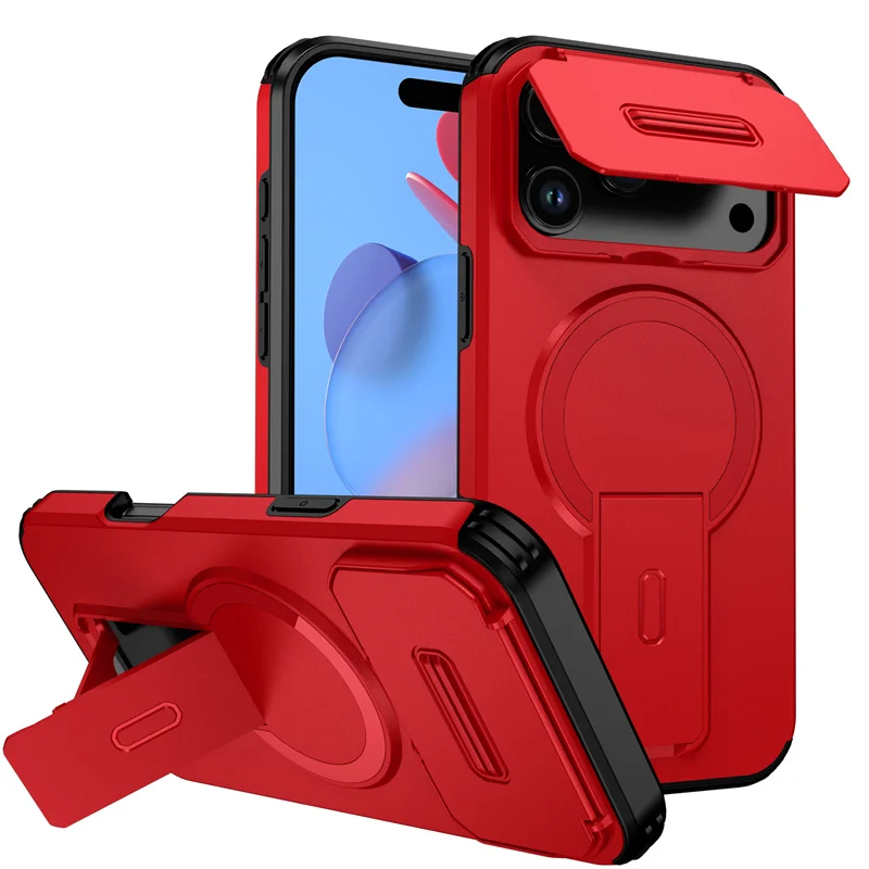 Armor  Case with Slide Camera Lens Protector and Wireless Charging Compatibility