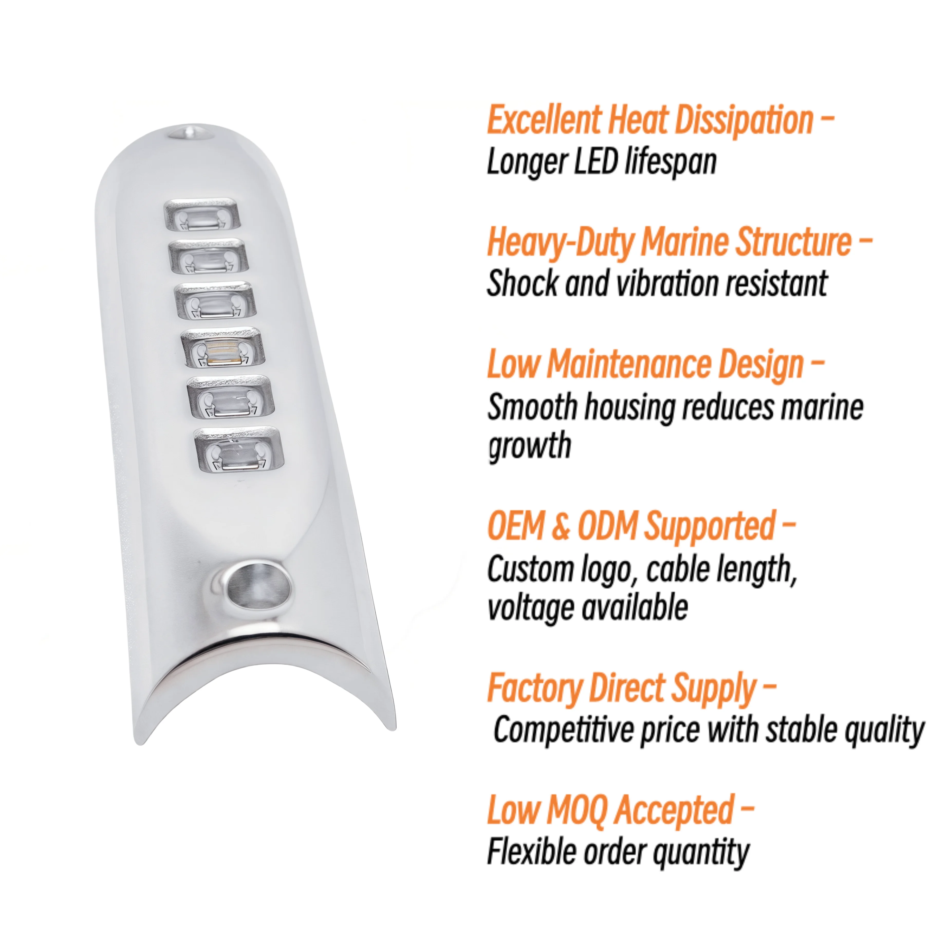 6W 12VDC 24VDC 색상 변경 가능 316 스테인리스 스틸 스키프 요트 카약 보트 LED 가드레일 조명
