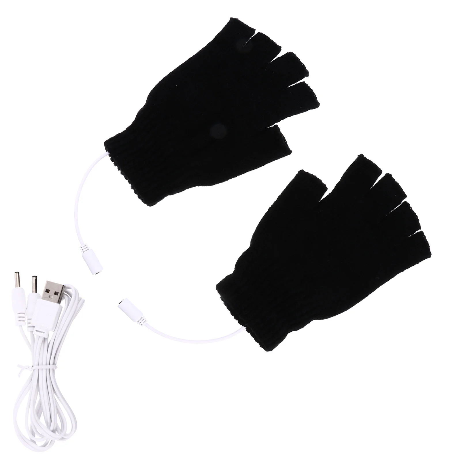 

USB Glove Winter Mitten Woolen Bike Gloves Fingerless Heated Hands Warmer Typing Half Laptop