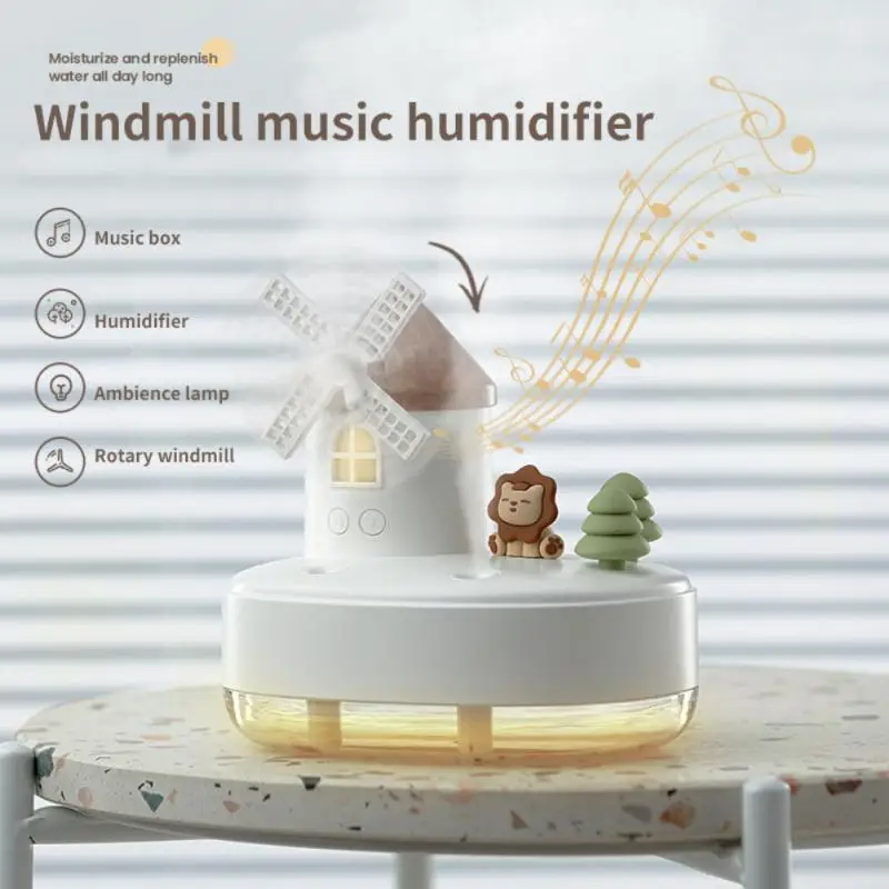 

650ML Air Humidifier Windmill Music LED Light Mist Maker Sprayer Mute Desktop Air Humidifiers Decoration Ornaments Humificador