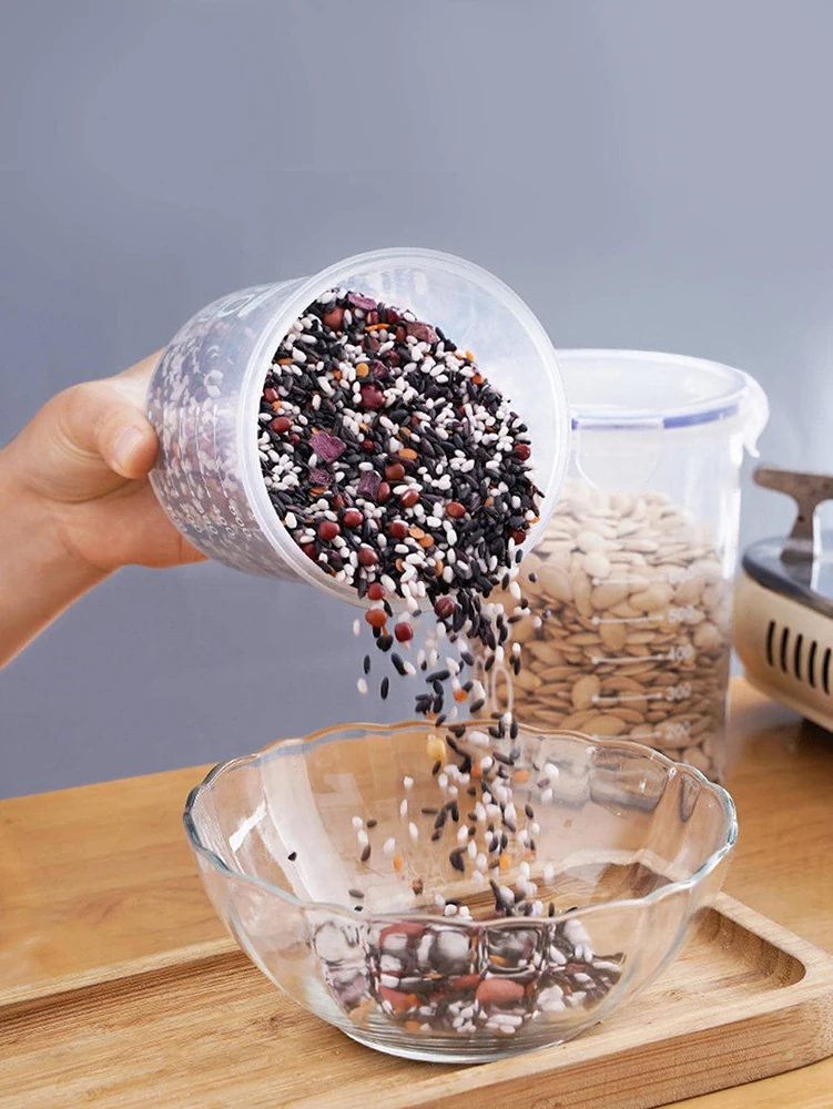 S M L XL Size Transparent Plastic Sealed Food Storage Pots Kitchen Grain Candy Spice Jars Storage Containers For Kitchen food storage pots