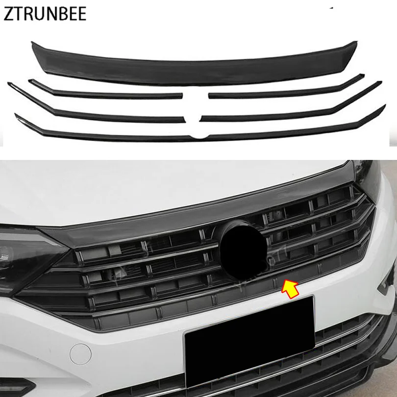 

for Volkswagen VW Jetta MK7 2019-2020 Carbon Fiber Styling Front Grille Grill Insert Trim Glossy Stripe Cover Accessories