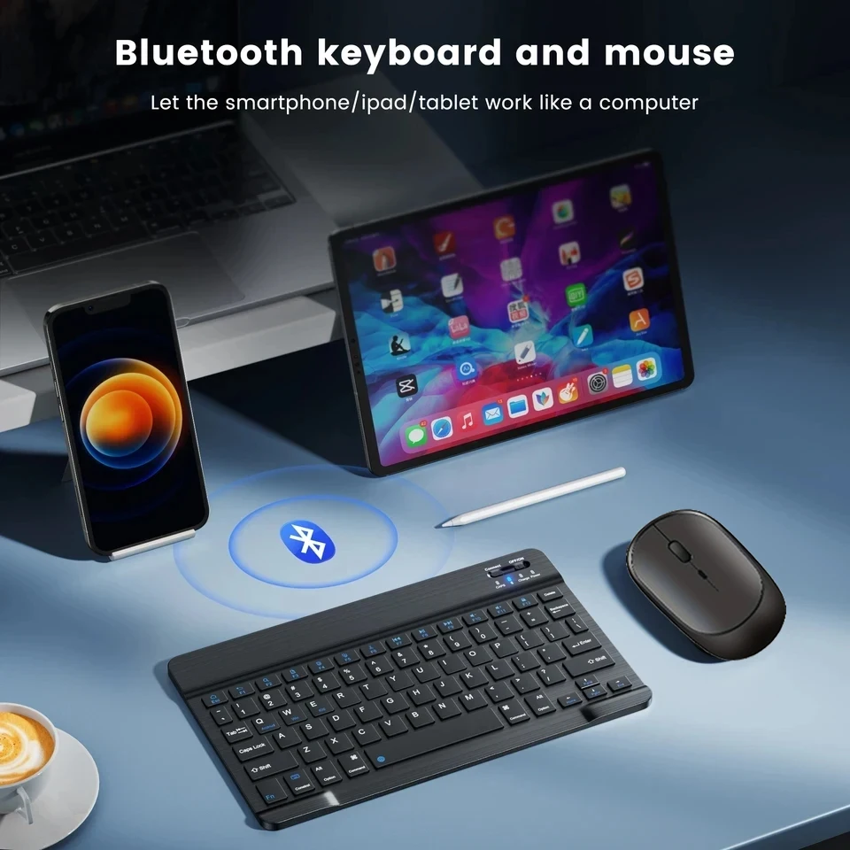 Bluetooth Keyboard Wireless Keyboard Mouse Set Wireless Keyboard and Mouse Rechargeable Bluetooth-compatible Keyboard For Laptop Tablet Phone Ipad For Android iOS Windows