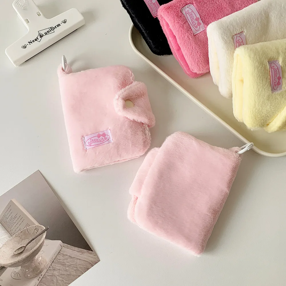 New Girl Style Kawaii Coin Pouch Ins Cute Plush Candy Color Card Holder Mini Air Pods Organizer Keychain Decoration