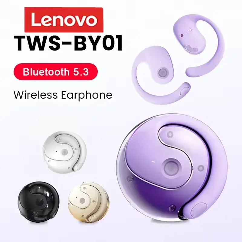 Lenovo Wireless Headphones Comfortable Ear Hook Touch Control Earbuds with Mic Wireless Bluetooth Headset Phone Earphones Game