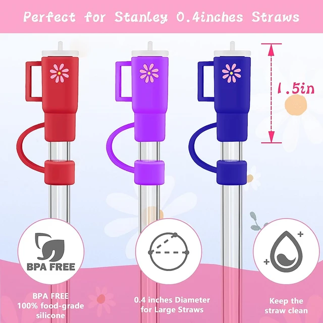 5PCS Straw Cover for Stanley Cup 10mm Silicone Straw Topper with