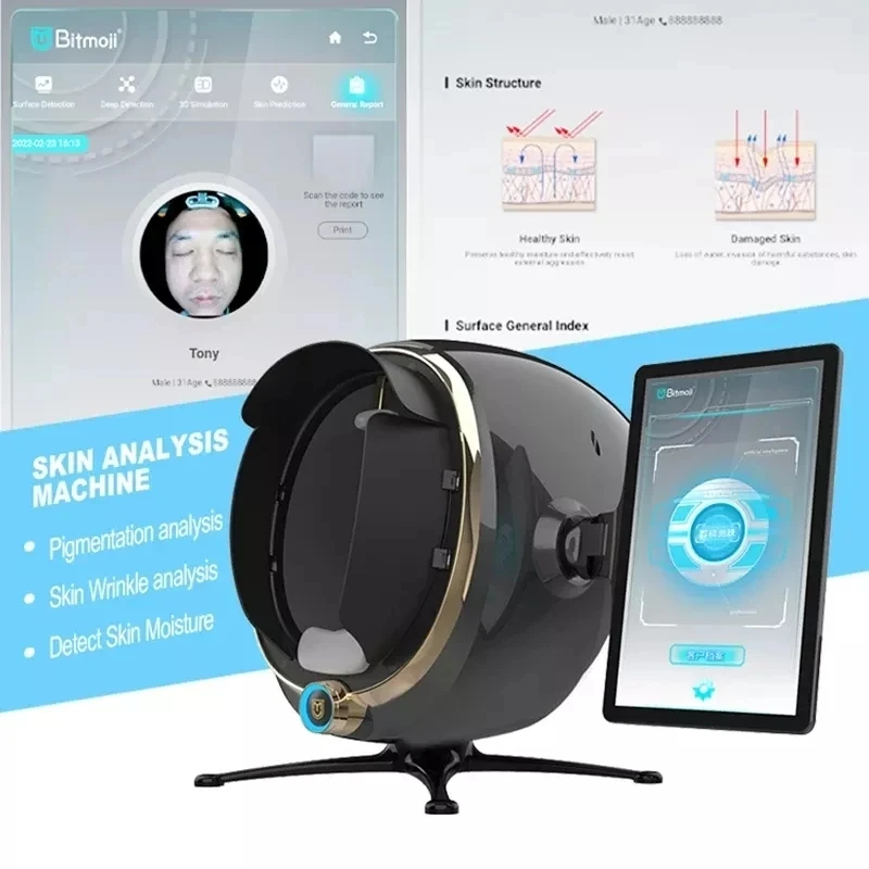 Facial Skin Analyzer 3D Skin Scanner Care Facial Analyzer Monitor Machine Magic Mirror Portable Testing English Detector Face Camera Test Analysis