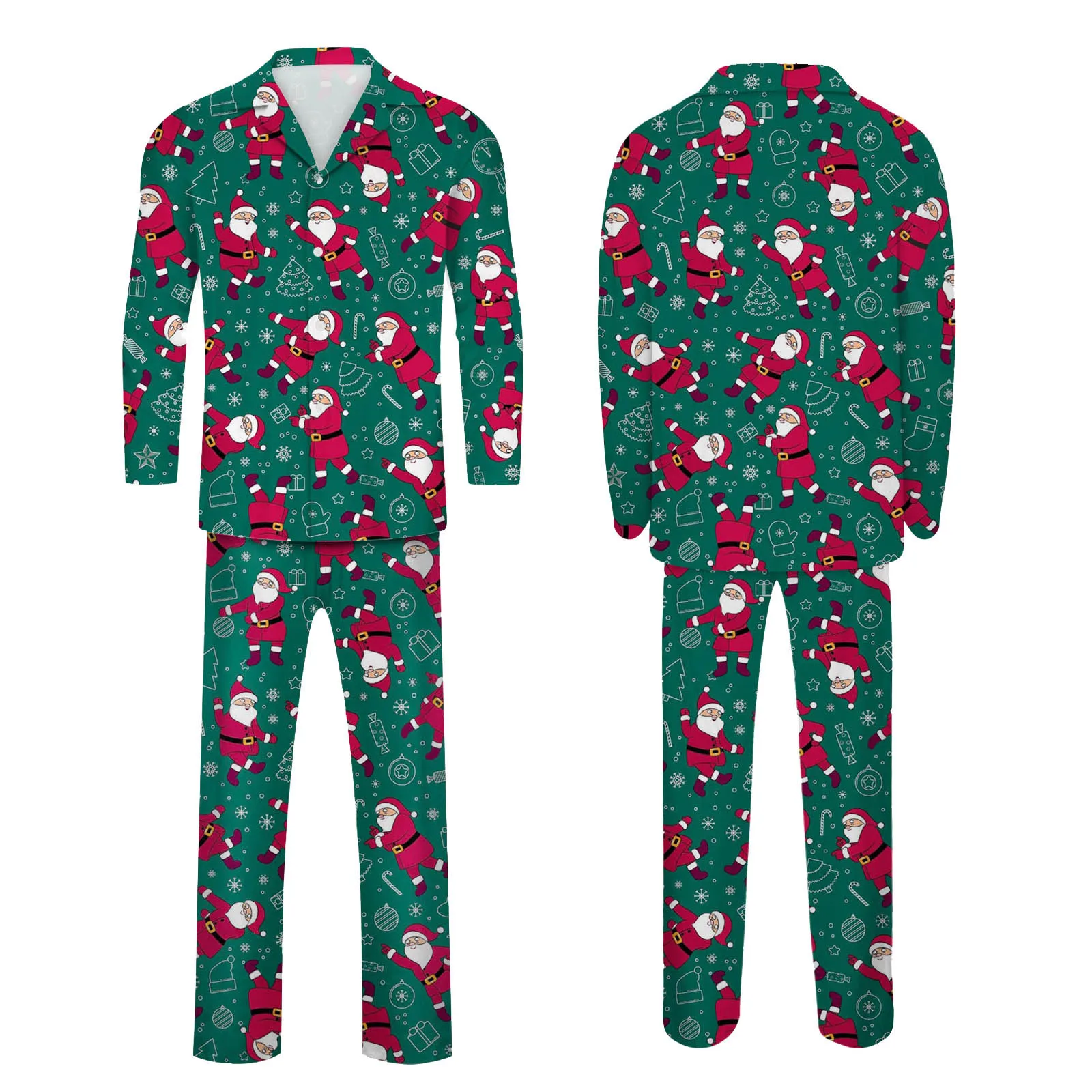 thumbnail image 5 of Conjunto de pijamas navideños a juego con estampado 3D de dibujos animados, de manga larga, para festivales, para padres e hijos, 5 of 5