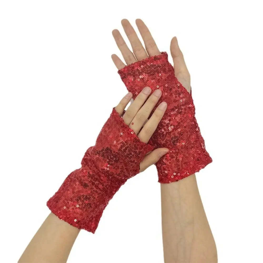 Gants Longs Sans Doigts à Paillettes - Mitaines Coude Volants - Cosplay Adulte