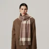 Korean 100% Wool Scarf For Women's Autumn And Winter Atmosphere, Simple Women's Plaid Versatile Men's Tassel Scarf