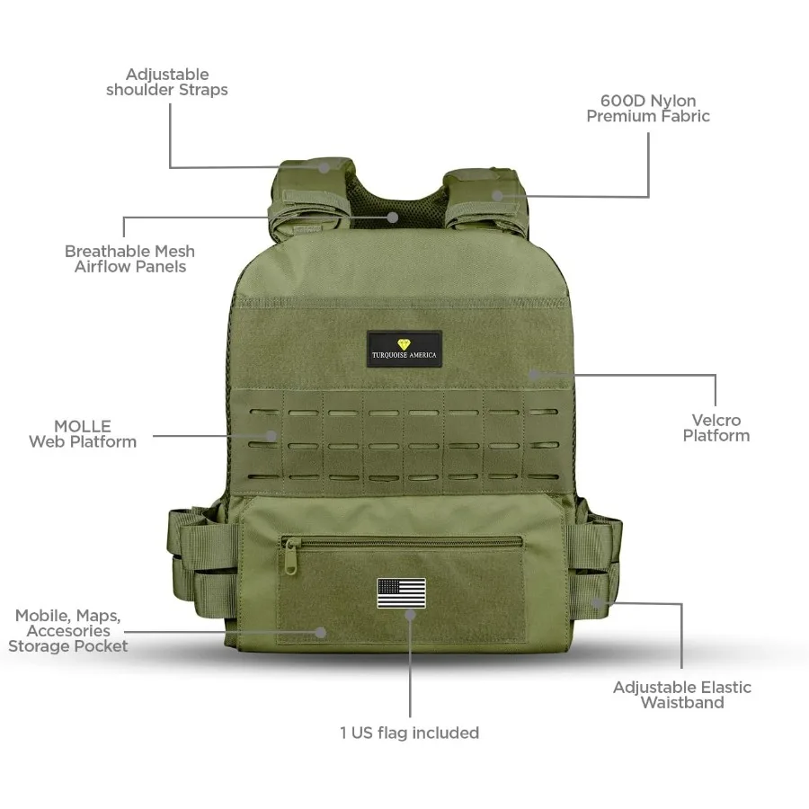 Adjustable Weighted Vest – Tactical Weight Vest for Men & Women, Perfect for Running, Rucking, Murph Workouts, & Strength Traini