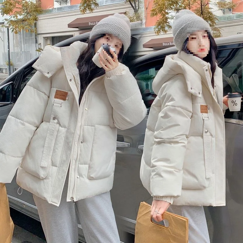 الشتاء سترة قطن سميكة المرأة قصيرة الخبز نمط معطف كبير الحجم العصرية الحلو فتاة البوليستر النسيج ألف خط صورة ظلية