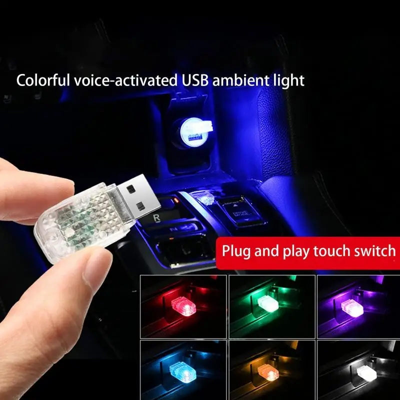 

USB Lights For Car Auto Atmosphere Neon Light Plug And Play Automatic Conversion Voice Sensor Light Automobile Accessories