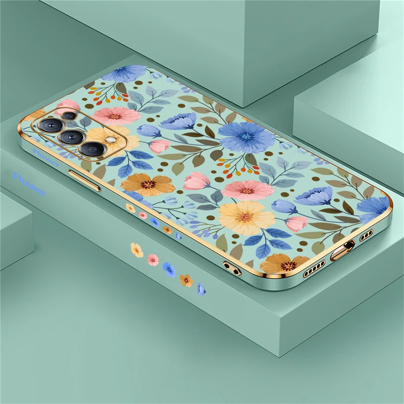 Elegant Floral Silicone Phone Case with Plated Design – Soft Protective Cover