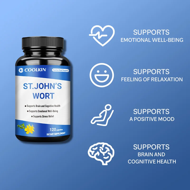 St. John's Wort 500mg 0.3% Hypericin For Stress Anxiety Depression Gluten Free and Non-GMO
