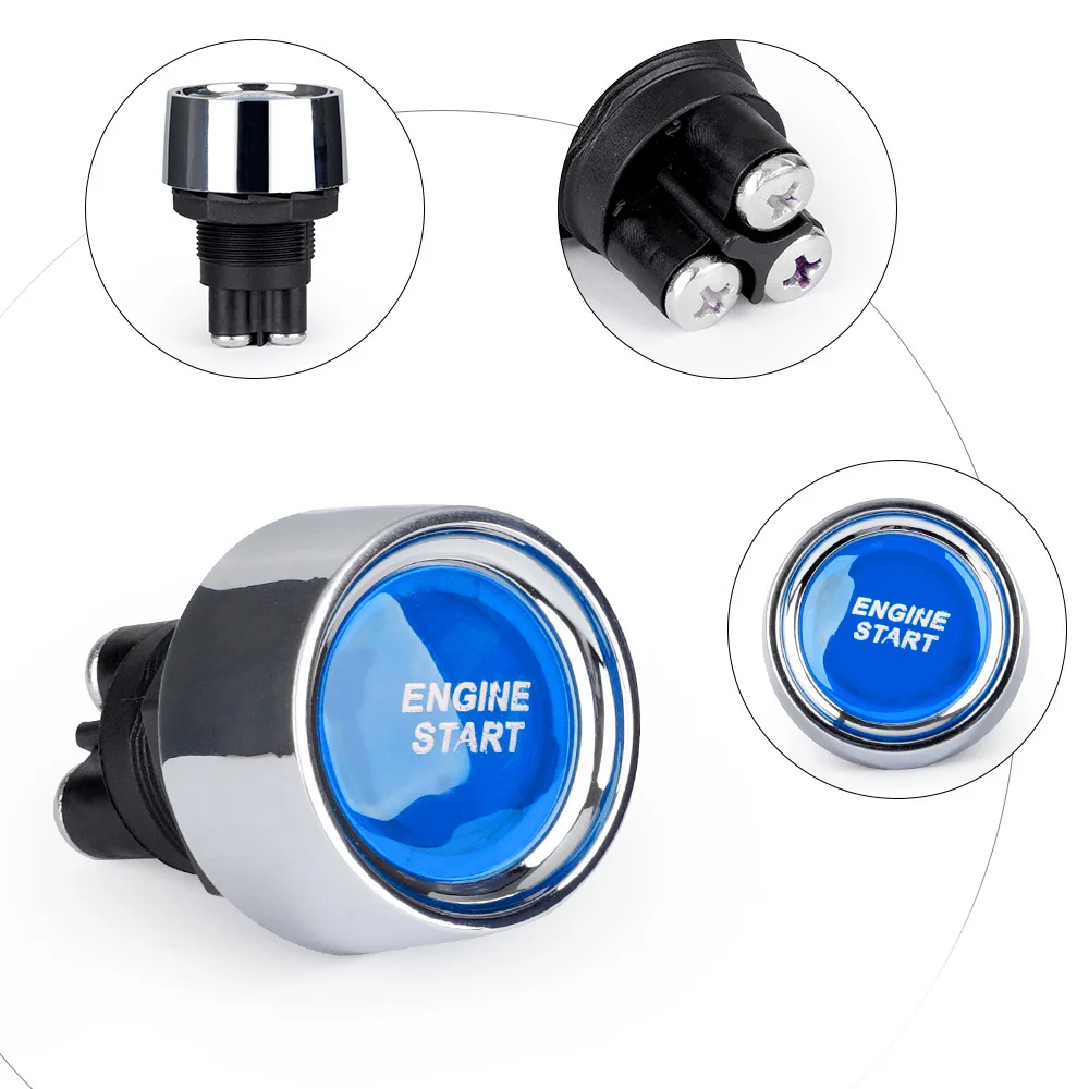 Bouton Poussoir De Démarrage Sans Clé Universel 12V - Pour Voiture - Installation Plug And Play - Matériau ABS étanche - Diamètre 40,8 Mm