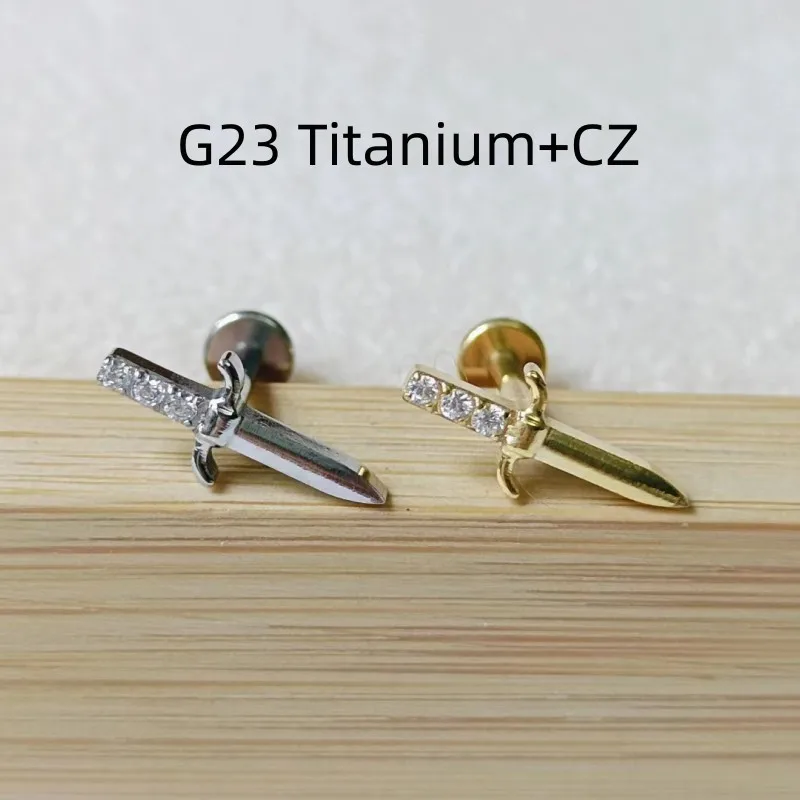 

Lot10pcs G23 титановая стрела CZ драгоценные камни, фотоэлемент, шипы для Козелка, 16G пирсинг тела, ювелирные изделия, Новинка