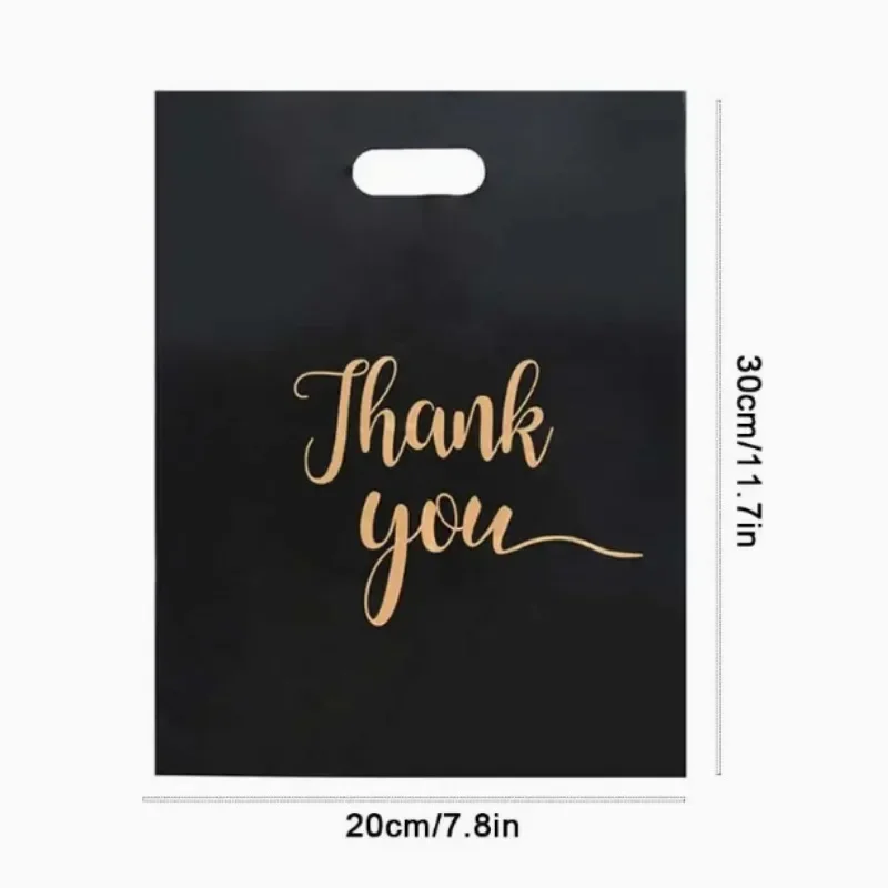50PCS Reusable Party Bags Plastic Gift Bag For Birthday Thanksgiving Christmas Gift Bag Black Clothing