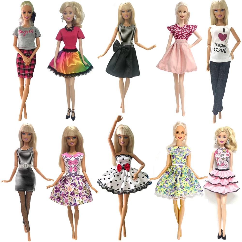 

NK Hot Sale 10 Set/Lot Summer Dress Leisure Clothes Party Gown For Barbie Accessories Doll Fashion Design Outfit Best Girl Gift