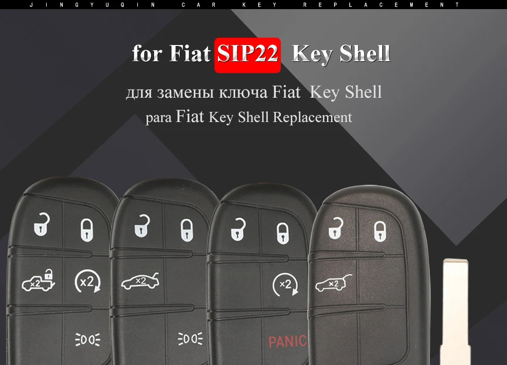 Keyforkess 10pcs SIP22 Remote Smart Key Shell per Fiat 500 500L 500X Toro 2016 2017 2018 2019 portachiavi per auto 3/4/5 sostituzione BTN - S1537698482f24bb696c2a906b2f25622r