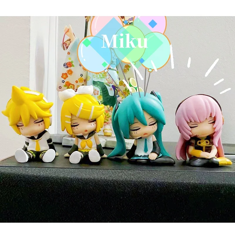 Original Takara Tomy Miku Figure Kagamine Rin Kagamine Len Megurine Vivian Gashapon Sleep On Your Shoulder Model Doll Toy