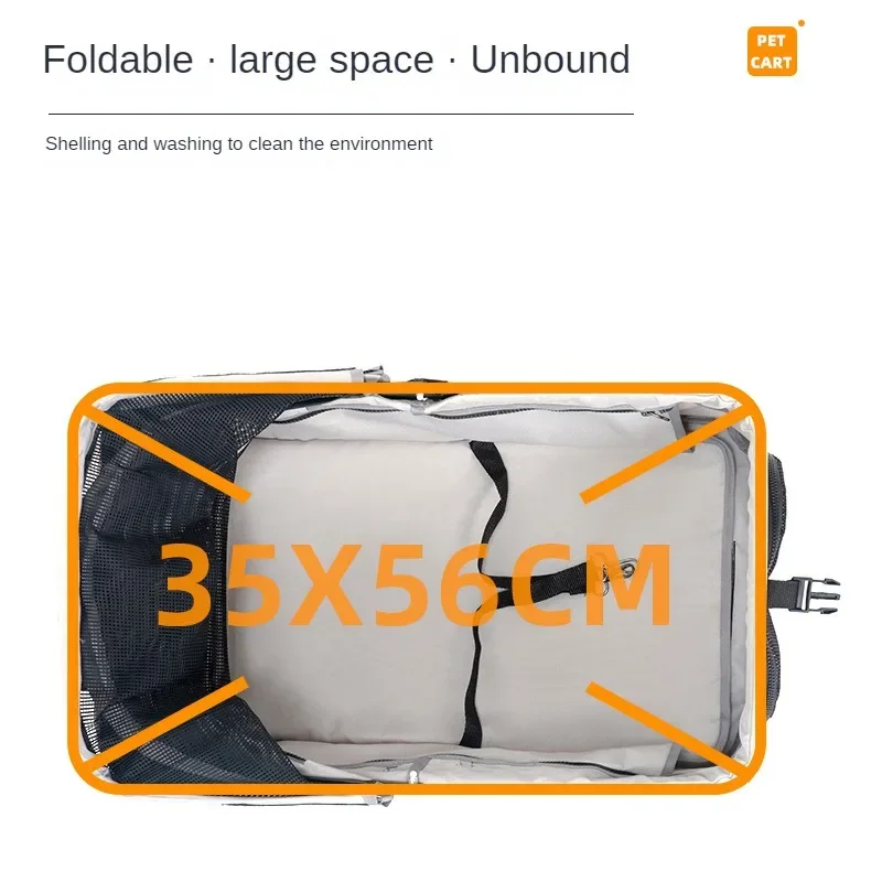 Cochecito para mascotas pequeñas y medianas, ligero, desmontable, plegable, para viajes al aire libre, Scooter transpirable para perros y gatos 4