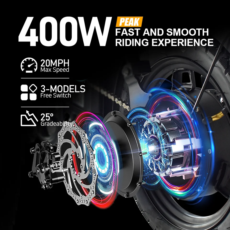 DEEPOWER K300 大人用電動自転車、21MPH 折りたたみ電動自転車、ミニ