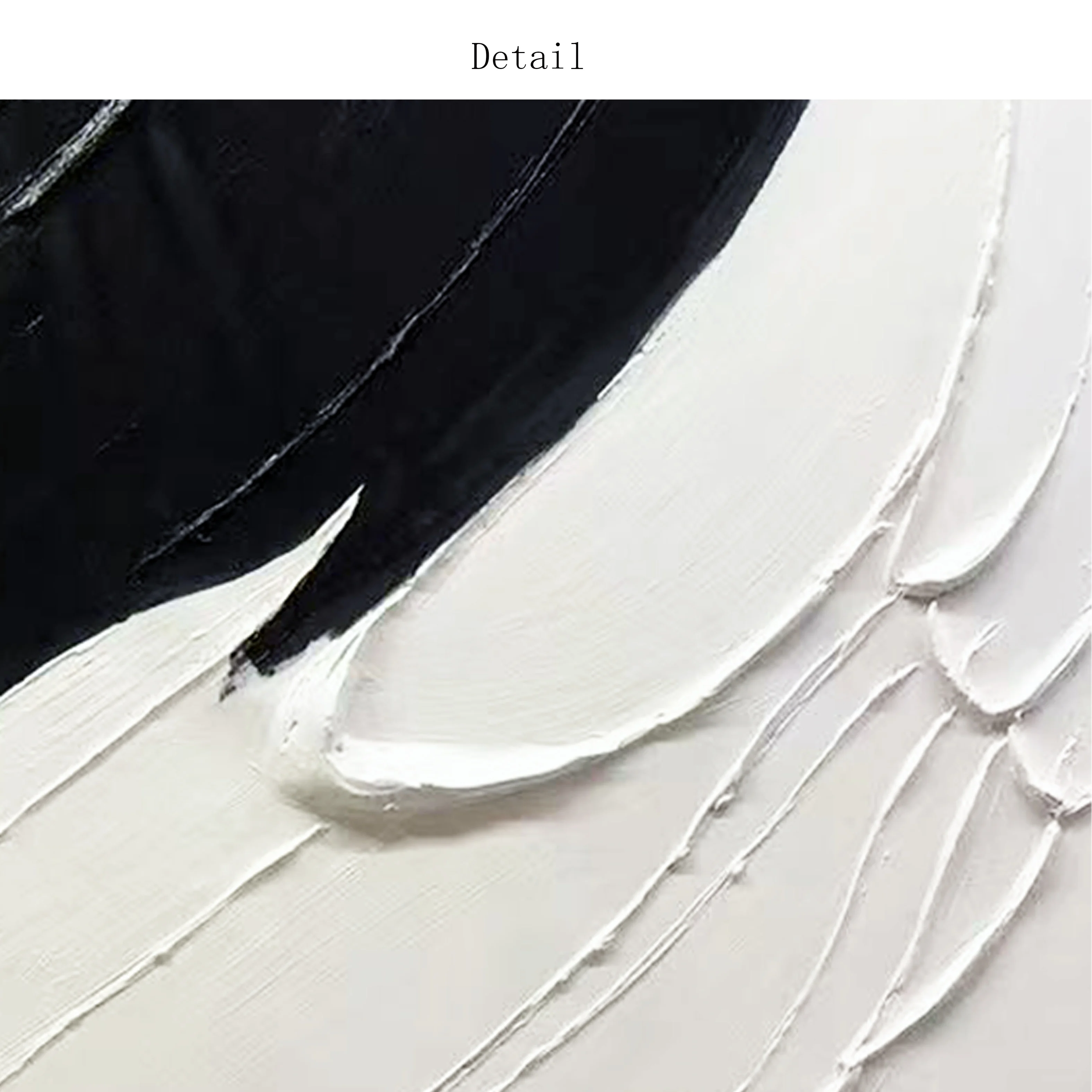 Hand-painted Oil Painting Black and White  Modern Minimalist  Entrance Three-dimensional  Large Floor-to-ceiling Gypsum Painting - 4
