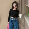Spring Autumn Girls T Shirt Top with Straps Cross Teenage Tee Shirt Toddler Children Clothes Fashion Kids Crop Top 5-14Years Old 2