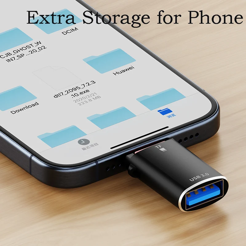 Type C to USB Converter Cell Phone OTG Adapter USB3.0 Micro SD TF Card Reader Viewer Data Transfer Dongle Tablet Memory Extender