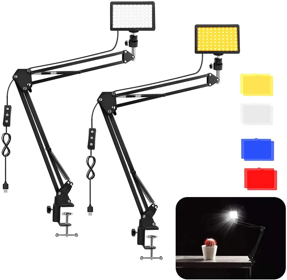 

Rocker Arm Profissional LED Selfie Panel Lighting Video USB Lamp Photography Light With Long Arm Holder Stand For Youtube VK