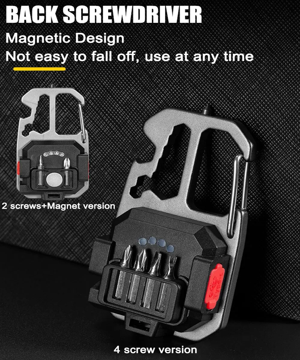 Portable LED Keychain Flashlight with Emergency Tools