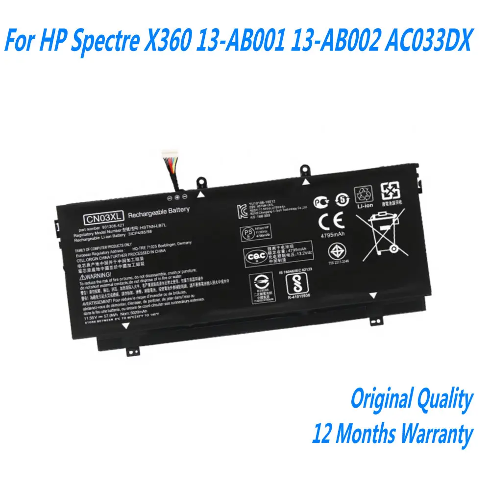 

New SH03XL CN03XL Laptop Battery For HP Spectre X360 13-AB001 13-AB002 AC033DX 859026-421 859356-855 HSTNN-LB7L TPN-Q178