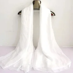 Elegant Red Silk Chiffon Scarf - Women's Fashionable Spring Autumn Shawl - 180x 70cm 180x 70cm (WHITE)
