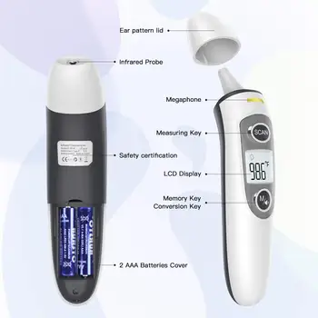 Kingclinic Baby Forehead Ear Infrared Thermometer Digital Lcd Display Body Measurement Kids Adult Fever Alarm 35 Memory 3