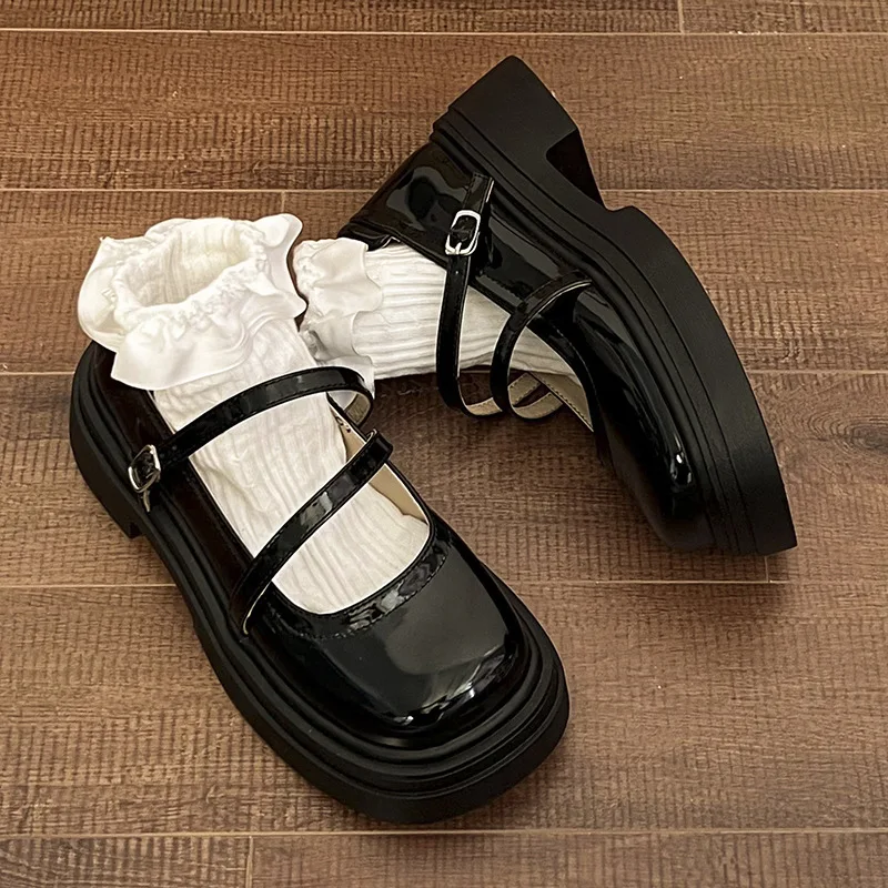 

Shoes Woman 2023 British Style Casual Female Sneakers Round Toe Clogs Platform Oxfords All-Match Black Flats New Preppy Summer C