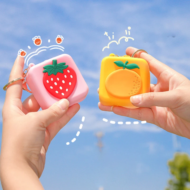 Women Cute Cartoon Silicone Coin Purse for Kids Dinosaur Bear Key Chain Mini Zipper Coin Pouch Bags Handbag Decorations Wallets