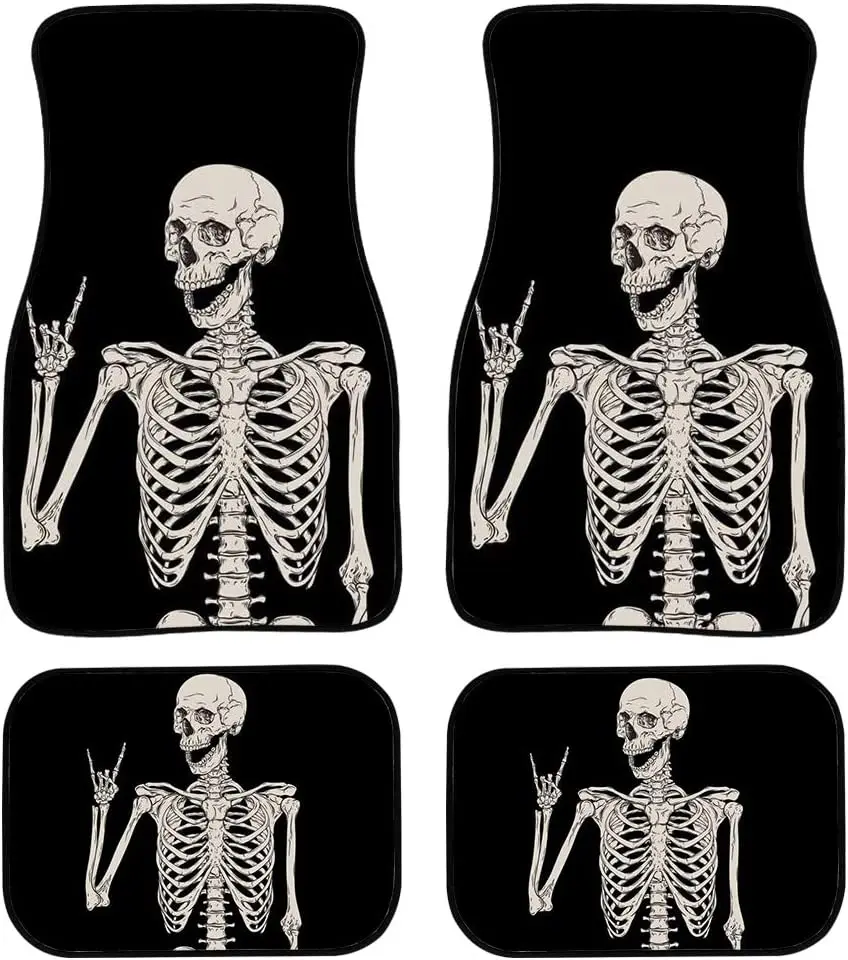 Netilgen Automotive Floor Mats, Funny Skeleton Car Floor Mats