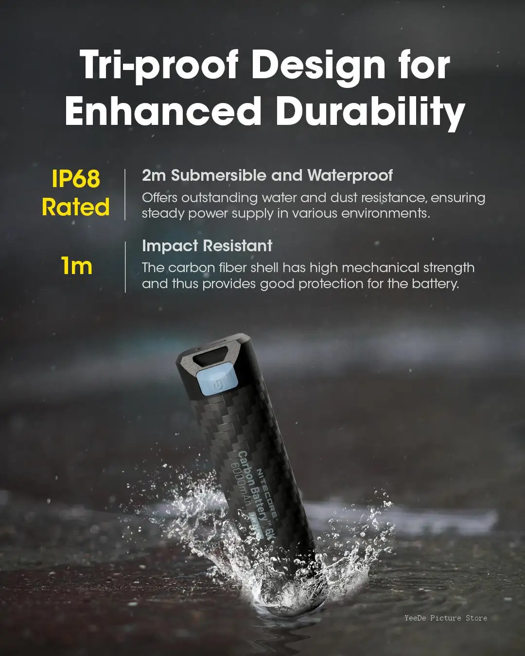 Nitecore Carbon Battery 6K USB-C Rechargeable 6000mAh Lithium battery for Extenede headlamp Runtime Photography rechargeable battery camera battery