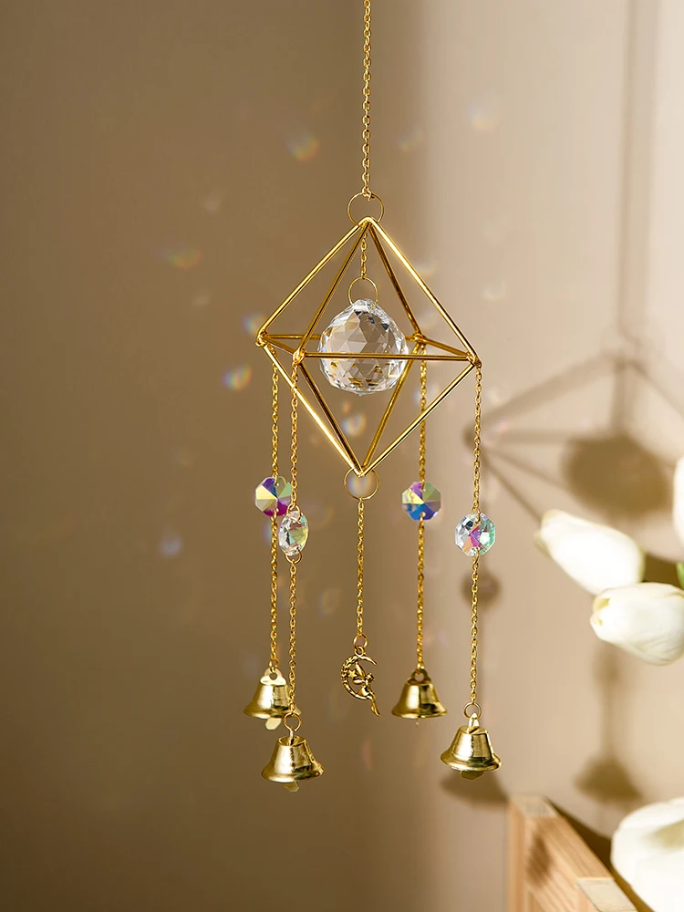 

Decoration for Patio Garden Crystal Wind Chimes Hanging Ornaments Bell Room Window Wall Decoration Pendant Girls Gift Creative