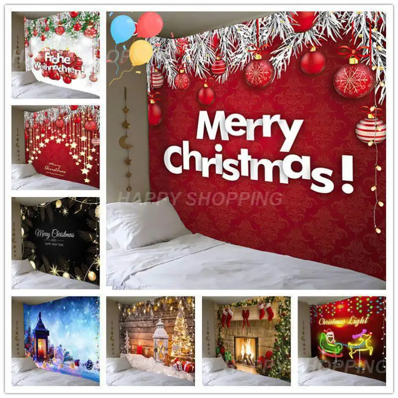 

New Year Background Cloth Polyester Garden Posters Christmas Tree Hanging Pendant Hand Washable Bedroom Wall Decorative Cloth